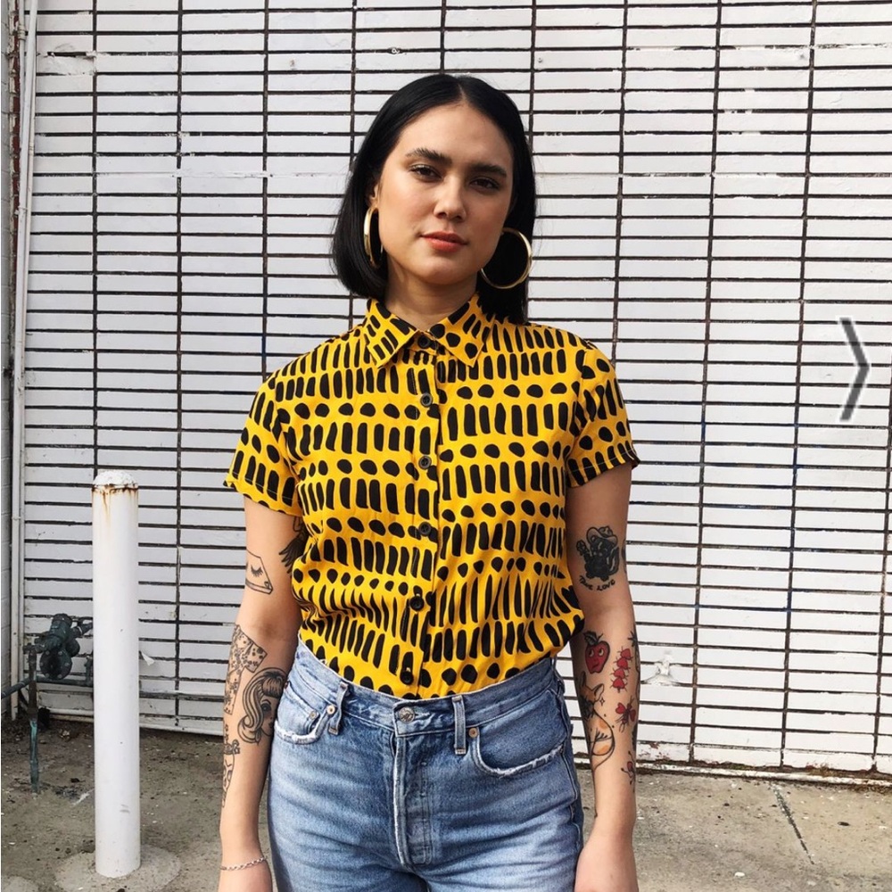 Nooworks Joyce button down in Dorcas Code